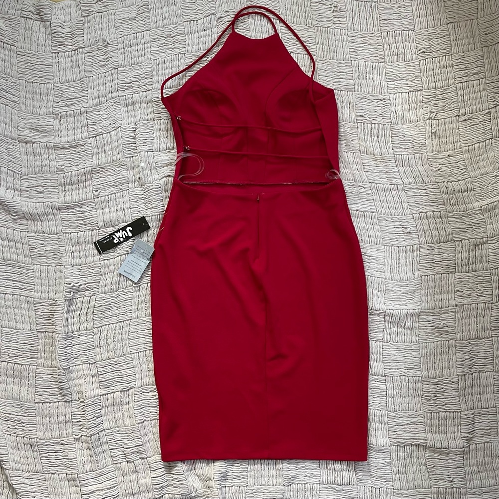 NWT. Red, strapy, bodycon dress by Jump. Size L.  Bought at Nodstrom.